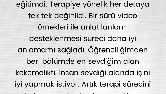 Çocuklarla Kekemelik Terapisi Eğitimi geribilidirmler